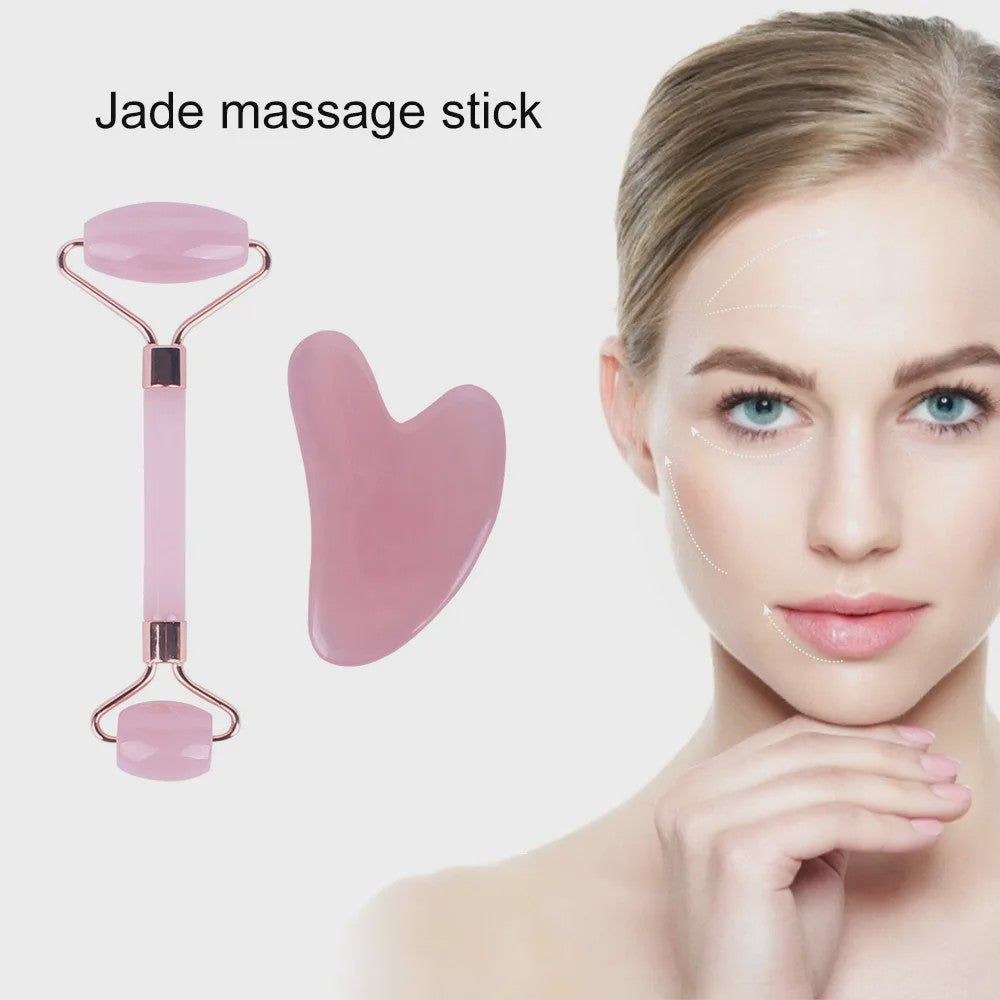 Roze Jade Roller & Gua Sha Set - Gezichtsmassage voor Rimpels en Wallen