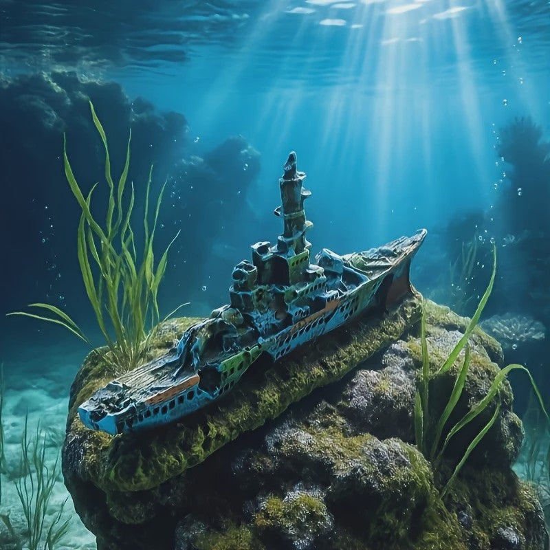 Uniek Scheepswrak Aquarium Decoratie - Realistisch Ontwerp voor Vissenverblijf