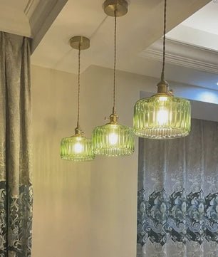 Nordic Groene Glazen Hanglamp met Koperen Fitting - Sfeervolle Moderne Verlichting