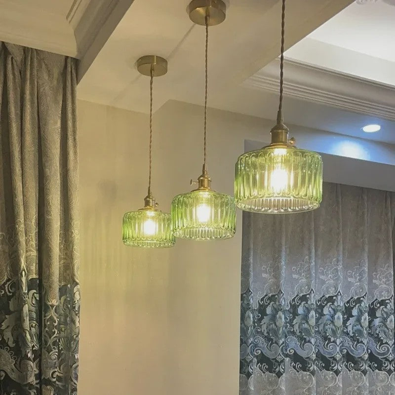 Nordic Groene Glazen Hanglamp met Koperen Fitting - Sfeervolle Moderne Verlichting