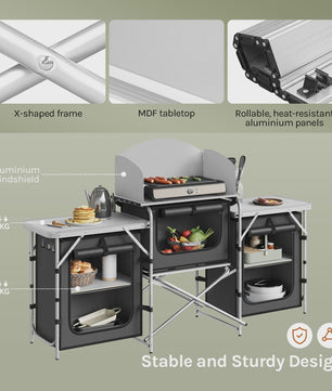 WOLTU Aluminium Camping Keuken - Opvouwbaar met Werkbladen en Opbergruimte