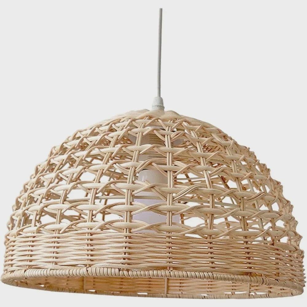 Handgemaakte Rotan Hanglamp 28cm - Sfeervolle Plafondlamp met LED