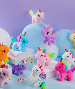 Set Mini Pluche Eenhoorns (4-24 Stuks) - Knuffels, Sleutelhangers & Feestartikelen voor Kinderen