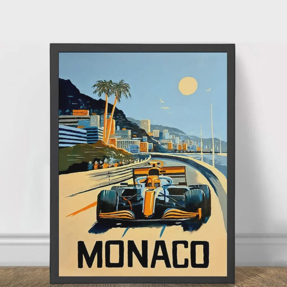 Retro F1 Formule 1 Raceauto Posters - Neon City Canvas Muurkunst