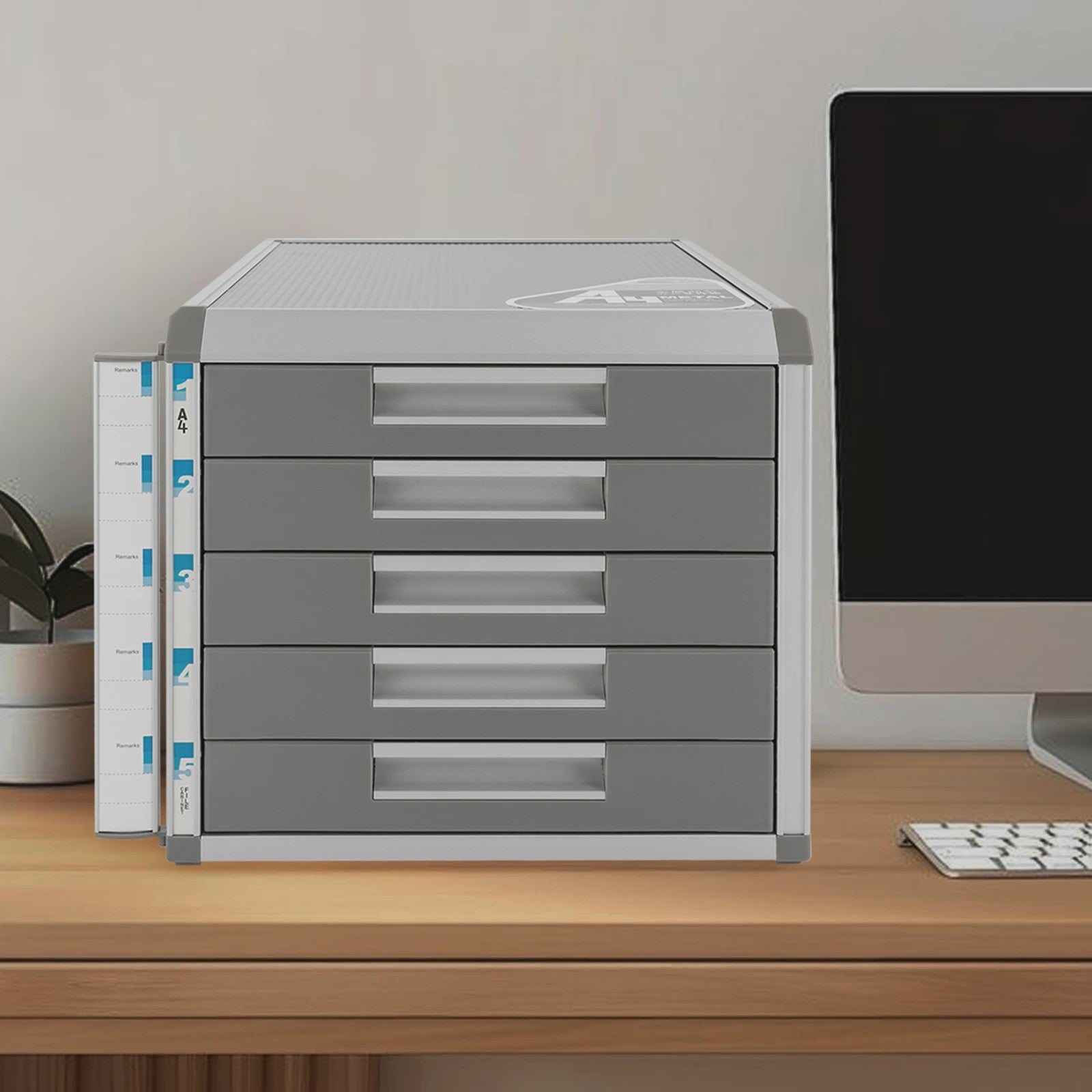 Afsluitbare 5-Laden Archiefkast A4 - Aluminium Documenten Opbergkast voor Kantoor, Bank & Thuis