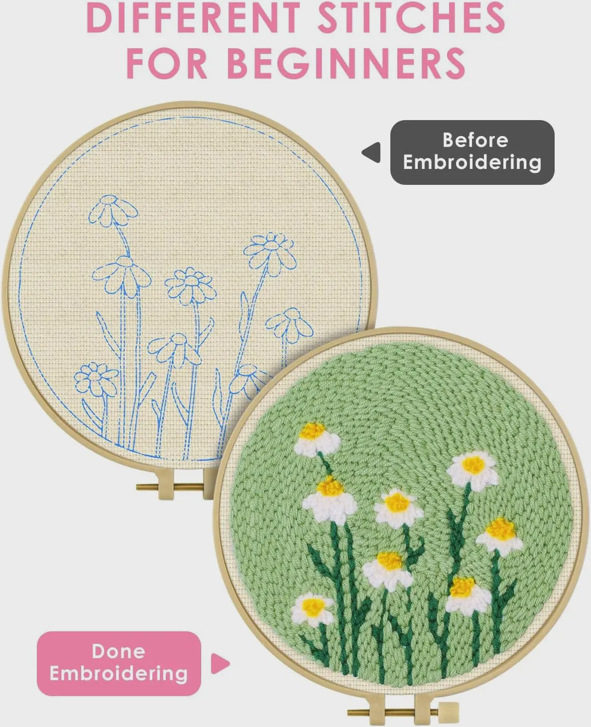 DIY Punch Needle Kit voor Beginners - Schattig Dier & Giraffe Borduurset met Borduurring