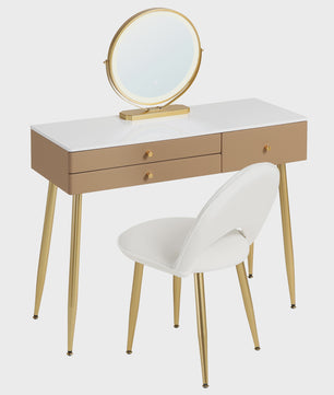 Kaptafel met Verlichting en Spiegel, Inclusief Velvet Stoel en Lades