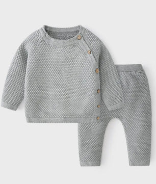 Zachte Katoenen Babykleding Set: Gebreide Trui & Broek voor Lente & Pyjama - Jongen/Meisje