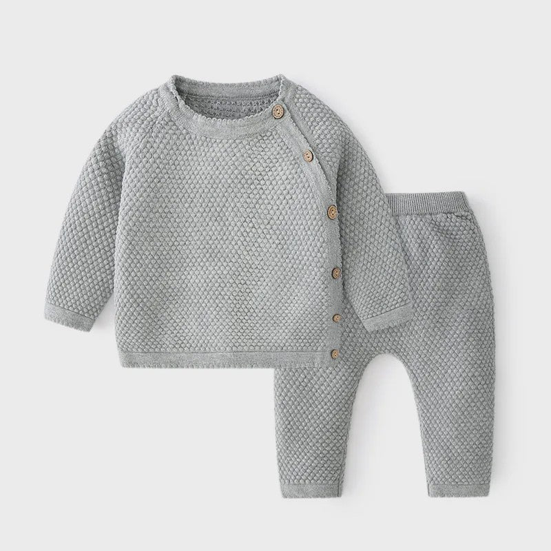 Zachte Katoenen Babykleding Set: Gebreide Trui & Broek voor Lente & Pyjama - Jongen/Meisje