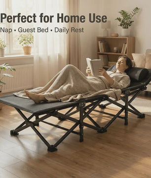 Draagbaar Klapbed: Geen Montage, 150KG Draagkracht, Ergonomisch Comfort, Ruimtebesparend Gastenbed voor Thuis, Kantoor & Camping