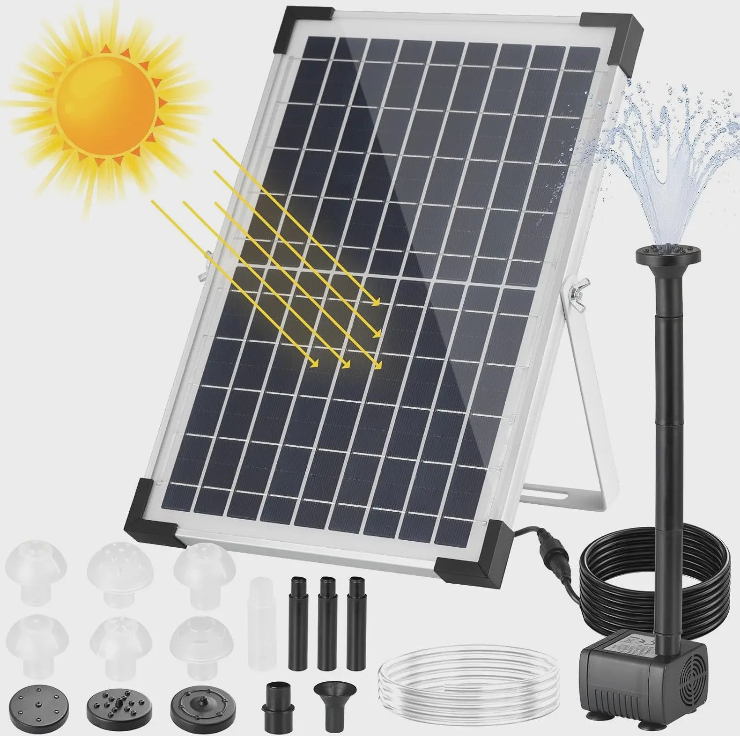 Solar Tuinpomp Kit 12W - Fontein Pomp met 9 Sproeiers & 1M Pijp