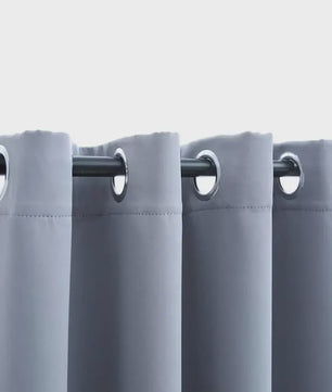 Verduisterende Gordijnen Grijs 140x225cm - Set van 2 met Metalen Ringgordijnen
