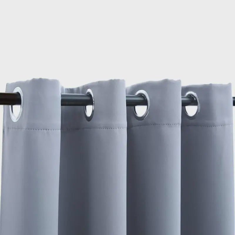 Verduisterende Gordijnen Grijs 140x225cm - Set van 2 met Metalen Ringgordijnen