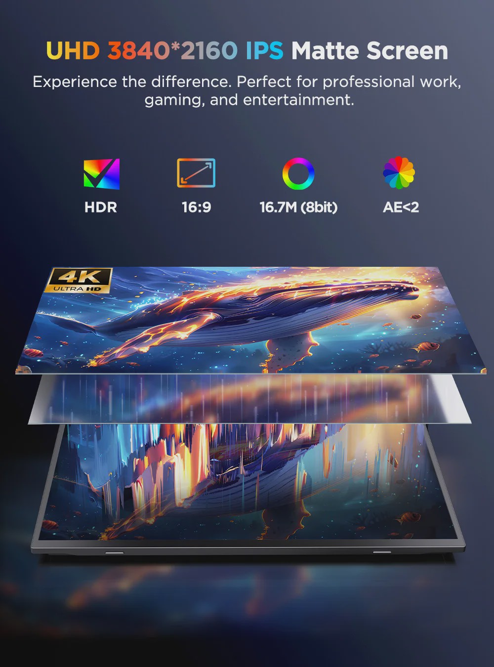 UPERFECT 15.7" 4K Draagbare Touchscreen Monitor - IPS, HDR, USB-C 3.1, HDMI - Ideaal voor Laptop, Console & Telefoon