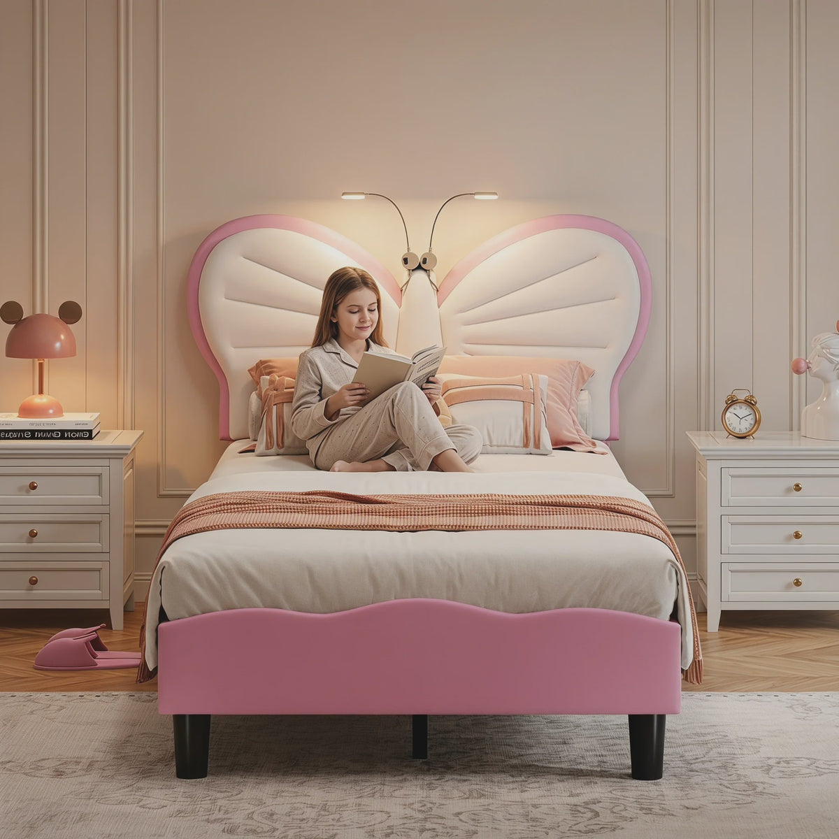 Anajqaqia Kinderbed met Vlinder Design, 90x200cm, Inclusief Nachtlampje