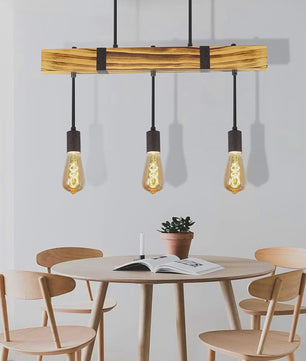 Houten Vintage Hanglamp 61cm met 3xE27 fitting - Industriële Stijl