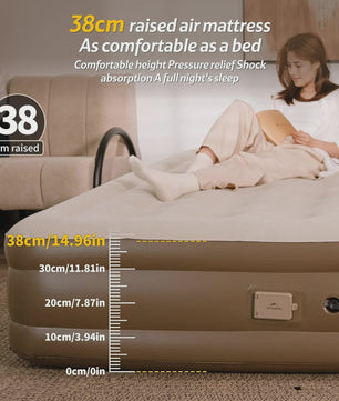 Naturehike Luchtbed 38cm Zelfopblazend met Ingebouwde Pomp - Comfortabel Kampeerbed voor 2-3 Personen