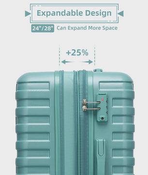 6-delige Hardside Koffer Set met Trolley, Reis- en Toilettas - Misty Blue