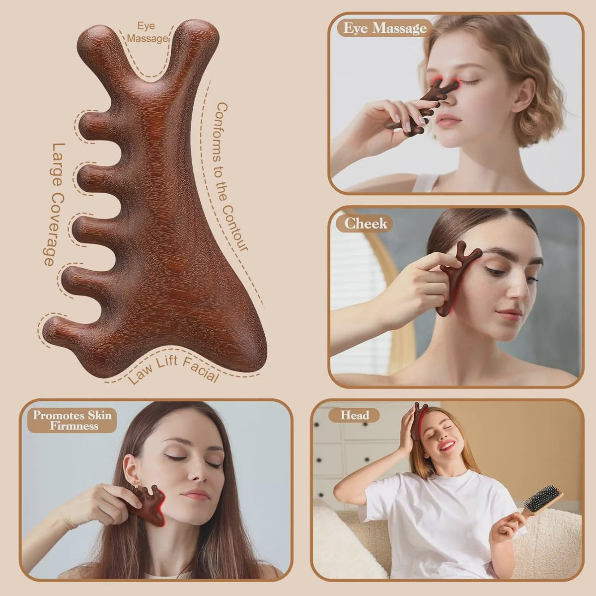 3-delige Houten Scalp Massager Set - Hoofdhuid Massage & Haarverzorging voor Dreads