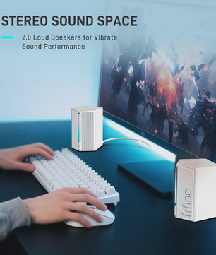 FIFINE A20 RGB PC Speakerset met Stereo Geluid - USB Powered voor PC, PS5, TV, Telefoon