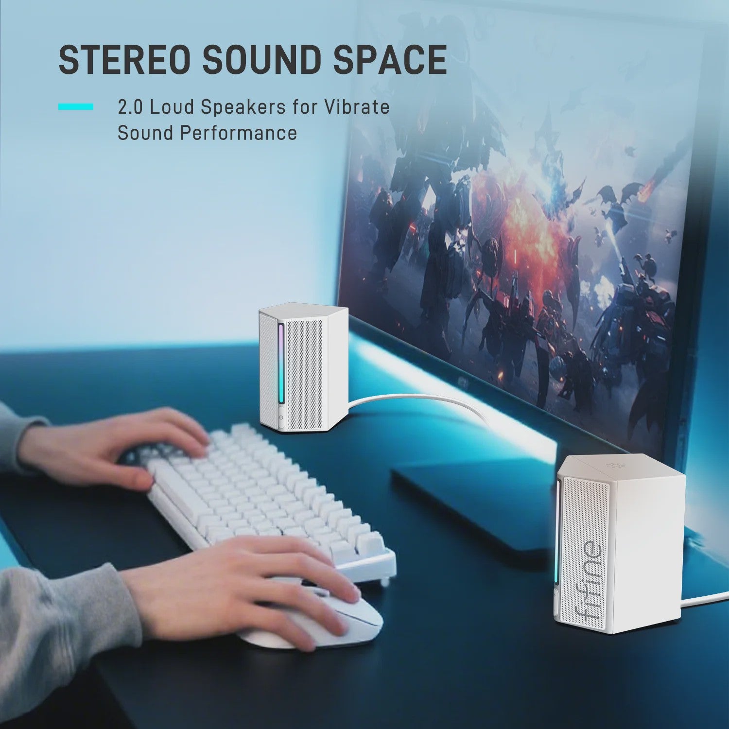 FIFINE A20 RGB PC Speakerset met Stereo Geluid - USB Powered voor PC, PS5, TV, Telefoon
