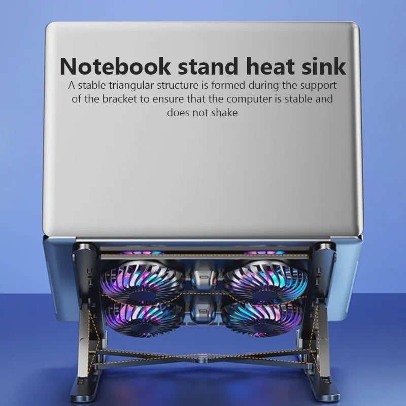 Opvouwbare Laptop Koeler Stand met 4 Ventilatoren - Verstelbaar & Draagbaar
