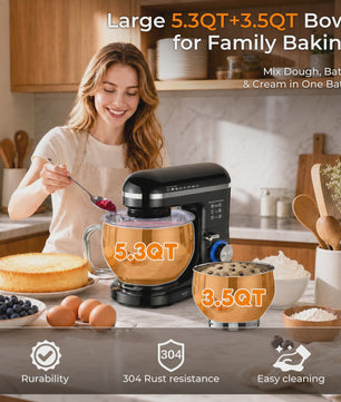 Patbrela Keukenmachine 5L - Krachtige Planetaire Mixer met 10 Snelheden voor Deeg, Cake en Koekjes
