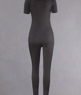 Dames Jumpsuit met Korte Mouwen - Bodycon Stijl voor Sport, Fitness & Casual Wear