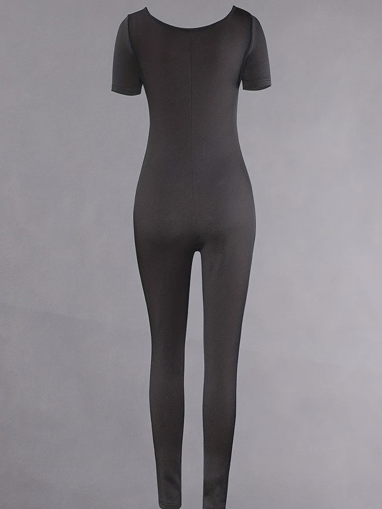 Dames Jumpsuit met Korte Mouwen - Bodycon Stijl voor Sport, Fitness & Casual Wear