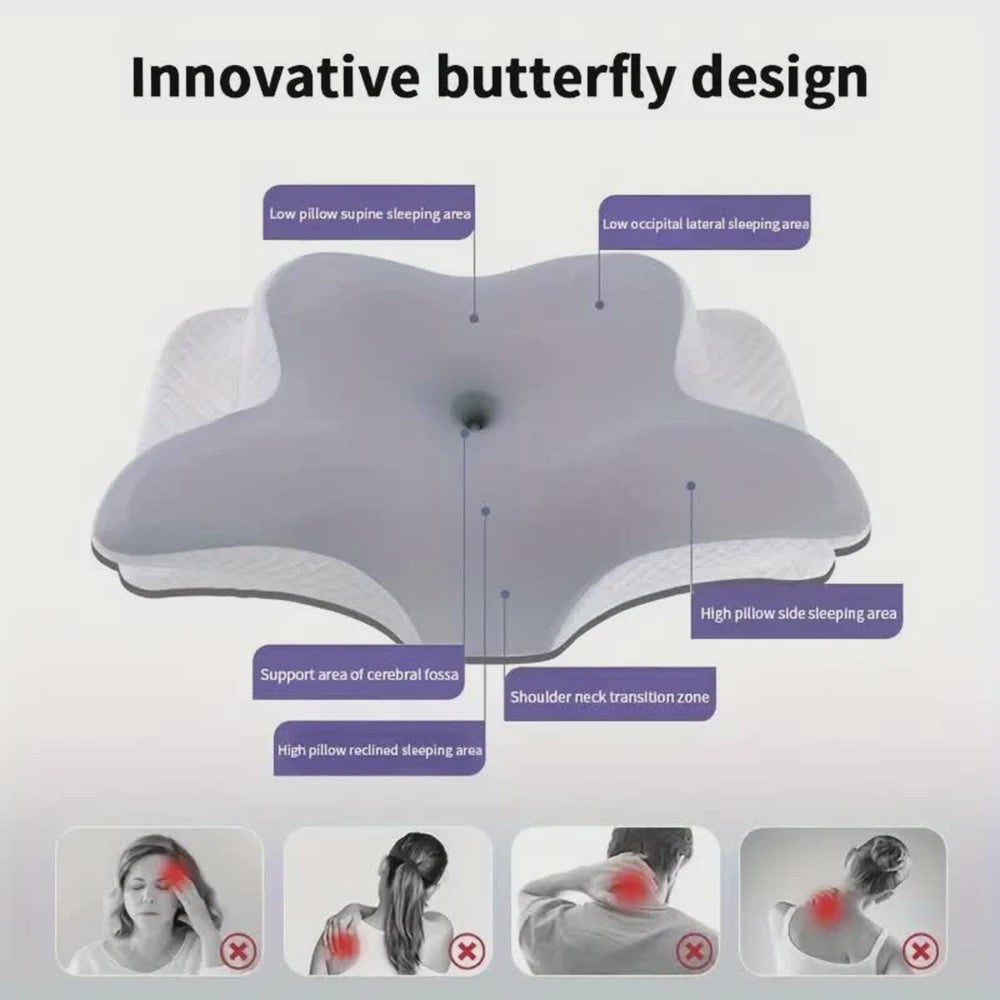 Ergonomisch Vlinder Kussen van Traagschuim voor Nekpijn Verlichting en Orthopedische Ondersteuning