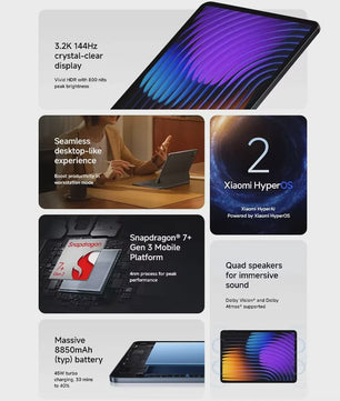Xiaomi Pad 7 Tablet: Snapdragon 7+ Gen 3, 11.2" 3.2K 144Hz Display, 8850mAh Batterij