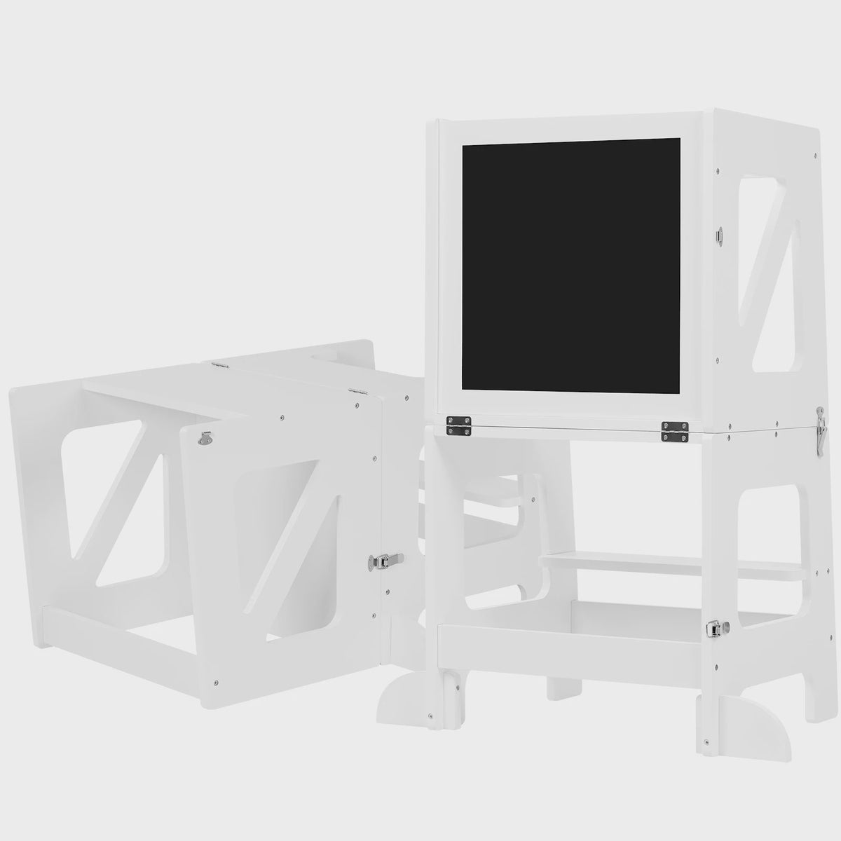 3-in-1 Montessori Kinder Keukentoren met Tafel & Bord - Opvouwbaar & Veilig