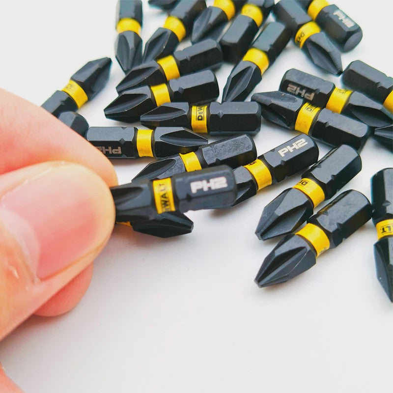 DEWALT DT70555T 25mm PH2 Impact Schroefbits Set (25 Stuks) met Magnetische Grip en Tough Case
