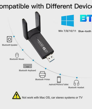 USB 3.0 WiFi Adapter 1300Mbps Dual Band AC met Bluetooth 4.2 voor Desktop & Laptop