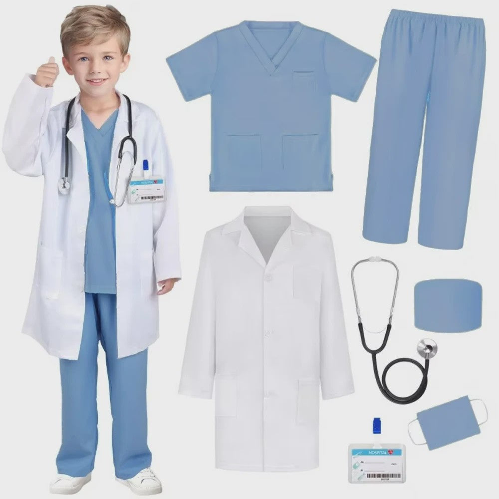 Kinders Dokter en Verpleegster Kostuum Set - Speelgoed Medische Uniform met Labjas