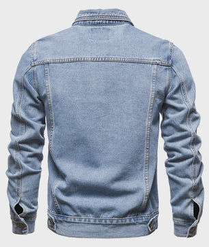 Herfst Denim Jas Heren - Vintage Motor Stijl Slim Fit Katoen Casual Zwart Blauw