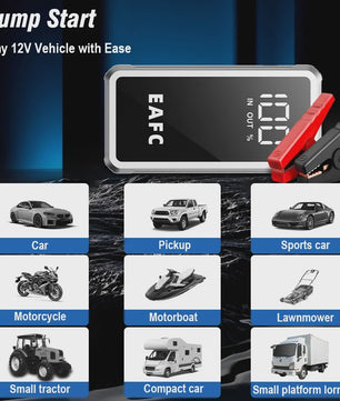 EAFC 4000A Draagbare Jump Starter & Powerbank - Noodstartapparaat met Slimme Klemmen