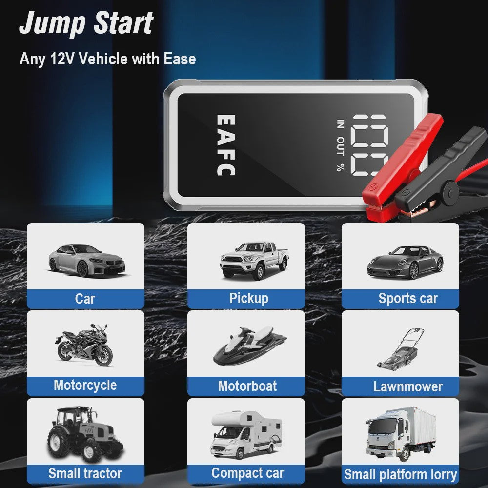 EAFC 4000A Draagbare Jump Starter & Powerbank - Noodstartapparaat met Slimme Klemmen