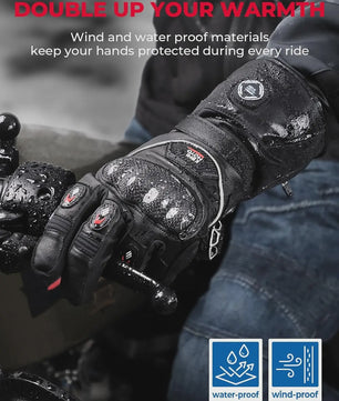 KEMIMOTO Elektrische Motorhandschoenen - Waterdicht, Verwarmd met Touchscreen & CE-certificering