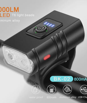 BK02 Fietslamp T6 LED USB Oplaadbaar - 6 Modi MTB Fietsverlichting Koplamp