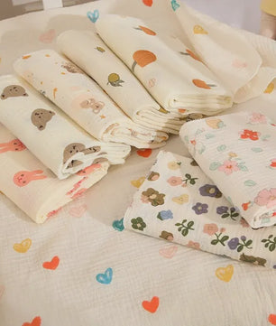Zachte Muslin Swaddle Deken voor Baby's - Katoen, 80x80cm, met schattige prints