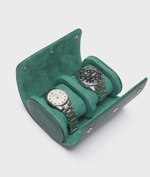 Luxe Embers Groene Horlogerolle - Echt Lederen Reis Etui voor 1, 2 of 3 Horloges