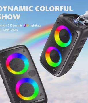 Draagbare Karaoke Bluetooth Speaker met Microfoon, FM Radio & LED Lichtshow