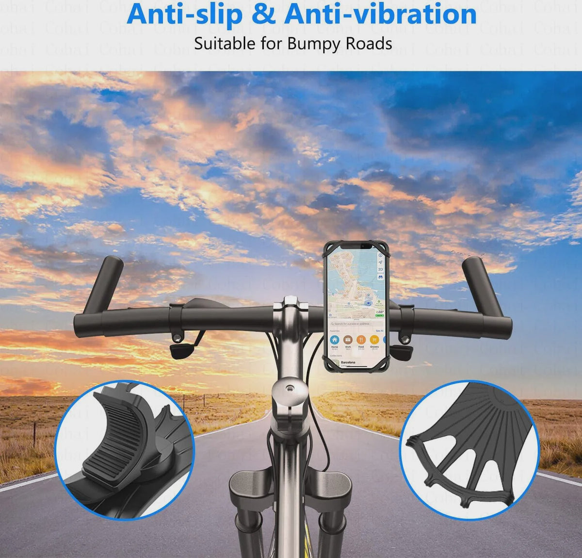 Universele Siliconen Telefoonhouder voor Fiets, Motor & Kinderwagen - Verstelbaar & Antislip
