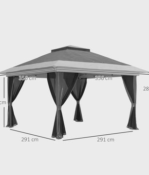Outsunny Partytent 3.6x3.6m met 4 UV-beschermende Mesh Zijwanden