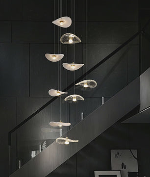 Luxe Glazen Trappenhuis Hanglamp - Moderne Lange Plafondlamp met Meerdere Pendels