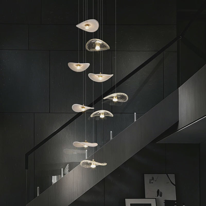 Luxe Glazen Trappenhuis Hanglamp - Moderne Lange Plafondlamp met Meerdere Pendels
