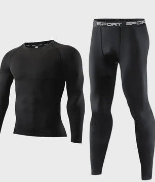 Heren Compressie Sportkleding Set - Long Sleeve Top & Broek voor Fitness, Hardlopen, Yoga