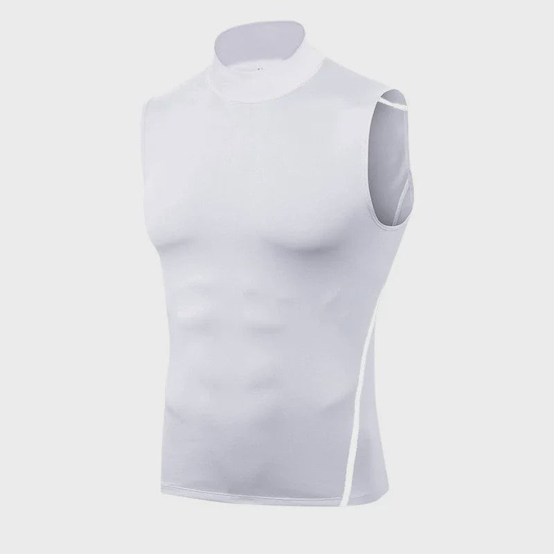 Heren Mouwloos Compressie Turtleneck Tanktop - Sneldrogend Sport Base Layer