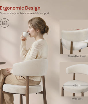 Set van 2 Mid-Century Modern Eetkamerstoelen - Chenille Gestoffeerd met Metalen Poten - Ergonomisch & Stijlvol